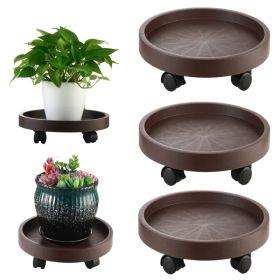 8 Pack Plant Caddy With Wheels Heavy Duty 12.2 Inch Plant Dolly With Locking Casters Rolling Plant Stand For Indoor Outdoor, Brown