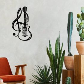 Vintage Black Electric Guitar Wall Art - Gothic & Grunge Decor