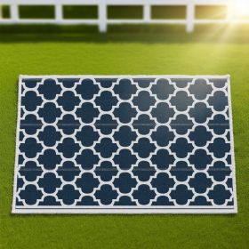 Reversible Polypropylene Outdoor Rug Folding, Durable, Perfect  With Four Straps  Waterproof Outdoor For Camping, Deck & Beach Black (Option: Black)