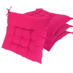 4Pcs Chair Cushion Pads Pillow 17.72x17.72x2.37in Soft Tie On Square Sitting Mats For Home Office Car Sitting Travel (Option: Standard-Rose Red)